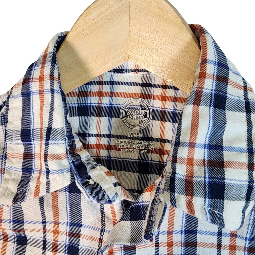 Wonder Nation Kids Plaid Button Down Shirt Long Sleeve Size M 8‎ - Picture 3 of 5